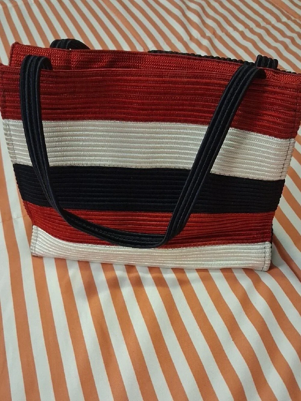 Striped Red, White & Navy Women's Mini Tote Bag.  '